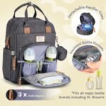RUVALINO Diaper Bag Backpack, Multifunction Travel Pack Maternity Baby Changing Bags, Large Capacity, Waterproof, Dark Gray - Image 3