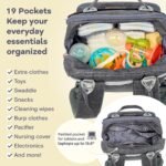 RUVALINO Diaper Bag Backpack, Multifunction Travel Pack Maternity Baby Changing Bags, Large Capacity, Waterproof, Dark Gray - Image 5