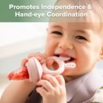 Haakaa Baby Fruit Food Feeder & Mini Freezer Nibble Tray Combo, Breastmilk Popsicle Molds for Baby Cooling Relief, BPA Free Silicone Feeder for Safe Infant Self Feeding, 4 Month+ (Blush) - Image 4