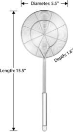 Hiware Solid Stainless Steel Spider Strainer Skimmer Ladle for Cooking and Frying, Kitchen Utensils Wire Strainer Pasta Spoon, 5.4 Inch - Image 3