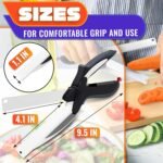 2 in 1 Kitchen Scissors for Food – Stainless Steel Blade & Plastic Cutting Board Scissors with Safety Lock | 9.6" Tomato Knife, Fruit & Vegetable Cutter – Easy-to-Use Kitchen Shears for Meat, Cheese - Image 3