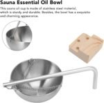 Sauna Oil Cup, Stainless Steel Hanging Aromatherapy Bowl with Wooden Block, Fragrance Diffuser Oil Holder Set for Sauna and Spa Room Accessories(Small) - Image 3