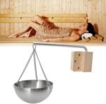 Sauna Oil Cup, Stainless Steel Hanging Aromatherapy Bowl with Wooden Block, Fragrance Diffuser Oil Holder Set for Sauna and Spa Room Accessories(Small) - Image 4
