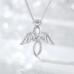 925 Sterling Silver Guardian Angel Necklace for Women 18K White Gold Plated Angel Pendant Jewelry for Her - Image 3