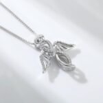 925 Sterling Silver Guardian Angel Necklace for Women 18K White Gold Plated Angel Pendant Jewelry for Her - Image 4