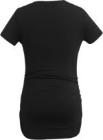 Smallshow Women's V Neck Maternity Clothes Tops Side Ruched Pregnancy T Shirt - Image 5