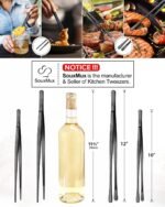 2 Pcs 12-inch Cooking Tweezers Tongs Precision Serrated Tips, Stainless Steel Professional Chef Tweezer Kitchen Tools for BBQ, Plating and Serving (Black) - Image 4