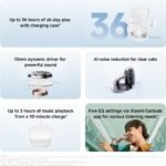 Xiaomi Redmi Buds 6 Play | 10mm Dynamic Driver | AI Noise Reduction | Up to 36-Hour Battery Life | Bluetooth® 5.4 | Touch Control - Global Version - (Black) - Image 4