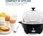 Elite Gourmet EGC-007B# Rapid Egg Cooker, 7 Easy-To-Peel, Hard, Medium, Soft Boiled Eggs, Poacher, Omelet Maker, Auto Shut-Off, Alarm, 16-Recipe Booklet, Black - Image 3