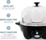 Elite Gourmet EGC-007B# Rapid Egg Cooker, 7 Easy-To-Peel, Hard, Medium, Soft Boiled Eggs, Poacher, Omelet Maker, Auto Shut-Off, Alarm, 16-Recipe Booklet, Black - Image 4