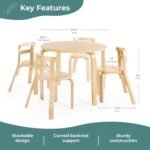 Guidecraft Nordic Table and Chair Set- Natural: Wooden Kids Table with 4 Chairs, Bentwood Classroom Activity Seating for Crafting & Reading, Kids Play Montessori Furniture for Playroom & Homeschool - Image 4