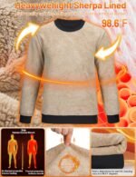 TACVASEN Men's Crewneck Sweatshirt Warm Sherpa Lined Thermal Sweatshirts Heavyweight Long Sleeve Winter Fleece Pullover Shirt - Image 3