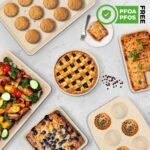 NutriChef 8-Piece Stackable Bakeware Set - Carbon Steel Non-Stick Baking Pan Set, Sheet, Muffin, Round, Loaf, Square Cake & Deep Pans, 450°F Heat Resistant, Standard & Convection Ovens (Marble Cream) - Image 5