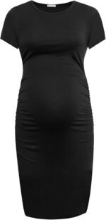 Smallshow Women's Short Sleeve Maternity Dress Ruched Pregnancy Clothes - Image 3