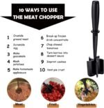 Hamburger Meat Chopper, VAVOLO High-Temp Heat-Resistant Ground Meat Masher, Versatile Nylon Non-Stick Ground Beef Masher with 5-Blade Head, Kitchen Gadgets, Dishwasher Safe(Black) - Image 4