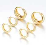 3 Pairs Gold Hoop Earrings Set for women, 14K Gold Plated Hypoallergenic Lightweight Small Huggie Earrings for Gift (3 Pairs Gold) - Image 4