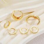 3 Pairs Gold Hoop Earrings Set for women, 14K Gold Plated Hypoallergenic Lightweight Small Huggie Earrings for Gift (3 Pairs Gold) - Image 7