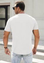 JMIERR Men's Muscle Slim Henley Shirts Crewneck Longline T-Shirt Gym Workout Athletic Shirt Tees with Button - Image 3