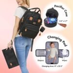 Dikaslon Diaper Bag Backpack with Portable Changing Pad, Pacifier Case and Stroller Straps, Large Unisex Baby Bags for Boys Girls, Multipurpose Travel Back Pack Moms Dads, Black - Image 3
