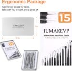 Pimple Popper Tool Kit, IUMAKEVP 15 PCS Professional Stainless Steel Blackhead Remover Comedone Extractor Tools for Removing Zit on Face - Acne Removal Kit with Metal Case (Silver) - Image 7