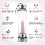 SAOI Crystal Water Bottle - Rose Quartz Gemstone Infused Elixir - Natural Wellness Healing - Glass/Stainless Steel - Image 3