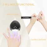 Denabuty Cordless Electric Nail Drill File: 35000RPM Professional Nail Drill Machine with UV LED Nail Lamp Charging Base, Manicure Pedicure Kit E File for Acrylic Gel Dip Powder Polish Black - Image 3