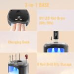 Denabuty Cordless Electric Nail Drill File: 35000RPM Professional Nail Drill Machine with UV LED Nail Lamp Charging Base, Manicure Pedicure Kit E File for Acrylic Gel Dip Powder Polish Black - Image 5