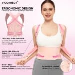 Vicorrect Posture Corrector for Women and Men: Back Support Brace Relieve Upper Back Shoulders Pain (Pink, Large) - Image 5