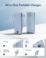 VEGER Portable Charger for iPhone Built in Cables and Wall Plug, 10000mah Slim Fast Charging USB C Power Bank, Travel Essential Battery Pack Compatible with iPhones, iPad, Samsung More Devices(Blue) - Image 3