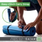 Gaiam Essentials 2/5" Thick (10mm) Yoga & Pilates, Fitness & Exercise Mat with Easy-Cinch Carrier Strap Cushion Support For Fitness and Gym Workouts - Image 4
