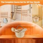 JOJOCY 4-Piece Premium Wooden Sauna Accessories Kit, 1-Gallon Handmade Pine Bucket & Ladle, Thermo-Hygrometer, 15-Minute Hourglass, Complete Home Sauna Set - Image 8