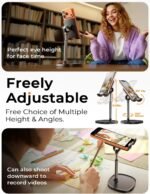 LISEN Cell Phone Stand Adjust for iPhone Phone Holder for Desk Recording, Gifts Women Office Desk Accessories PC Gaming Essentials Kitchen Gadgets Fit OtterBox Case Switch iPad Air Tablet 4-10 in - Image 3