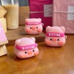 Unique Cute Silicone Pig Pattern Case with Keychain for Redmi Buds 3 Cover Case for Women Men for Redmi Buds 3 - Image 3