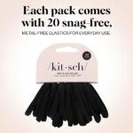 Kitsch Black Hair Ties No Damage - Strong, Stretchy Hair Bands | Soft Nylon Ponytail Holders, Snag-Free Rubber Bands, Perfect for Updos & Braids | Ideal Gifts for Women - Black, 20pcs - Image 5