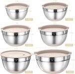 Mixing Bowls with Airtight Lids Set, 26PCS Stainless Steel Khaki Bowls with Grater Attachments, Non-Slip Bottoms & Kitchen Gadgets Set, Size 7, 4, 2.5, 2.0,1.5, 1QT, Great for Mixing & Serving - Image 3