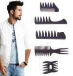 Styling Hair Comb Set Salon Barber Hairstylist Comb 5 Pack Professional Hair Brush Retro Hairdressing Hair Care Style Accessory Double-sided for Men Boy Gentleman - Image 4