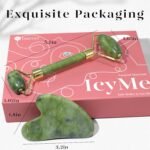 BAIMEI IcyMe Gua Sha & Jade Roller Facial Tools Face Roller and Gua Sha Set for Puffiness and Redness Reducing Skin Care Routine, Self Care Gift for Men Women - Green - Image 6
