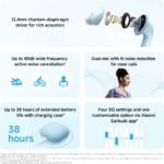 Redmi Buds 6 Lite - in-Ear Headphones, Dynamic 40dB Active Noise Cancellation, up to 37 Hours Battery Life, Titanium Membrane with 4 Sound Settings, AI Noise Cancellation, Google Fast Pair, White - Image 3