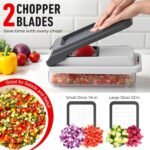 Mueller Vegetable Chopper Mandoline Slicer, Food Veggie Chopper, Cheese Grater, Onion Vegetable Cutter with Container, Dicer, Kitchen Gadgets & Essentials, White Sand/Grey - Image 4