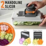 Mueller Vegetable Chopper Mandoline Slicer, Food Veggie Chopper, Cheese Grater, Onion Vegetable Cutter with Container, Dicer, Kitchen Gadgets & Essentials, White Sand/Grey - Image 5
