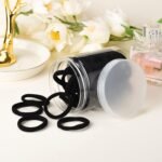 iFwevs 50PCS Black Hair Ties,Cotton Seamless Ponytail Holders,No Damage Elastics Hair Bands for Thick Heavy &Curly Hair - Image 5