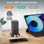 Extension Cord with Multiple Outlets, Surge Protector Power Strip Tower, 12 AC 4 USB，Surge Protector Tower 6.5FT Overload Protection for Home Office - Image 5