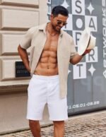 COOFANDY Men's Button Down Short Sleeve Shirt Casual Cotton Summer Beach Linen Wedding Shirts with Pocket - Image 5