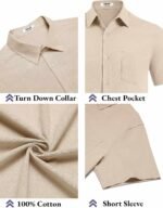 COOFANDY Men's Button Down Short Sleeve Shirt Casual Cotton Summer Beach Linen Wedding Shirts with Pocket - Image 6