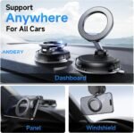 ANDERY Car Phone Holder for Magsafe [78+LBS Strongest Suction & 2400gf Magnetic] 360° Adjustable Car Phone Mount, Phone Holders for Your Car for iPhone 17 Pro Max 16 15 14 13 12 Air Plus, Carbon Fiber - Image 3