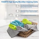 FIXSMITH Microfiber Cleaning Cloth - Pack of 8, Size: 12 x 16 in, Multi-Functional Cleaning Towels, Highly Absorbent Cleaning Rags, Lint-Free, Streak-Free Cleaning Cloths for Car Kitchen Home - Image 4
