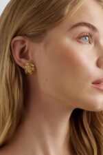 Ted Baker London Futura Furled Flower Stud Earrings for Women (Gold/Crystal) - Image 3