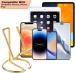 ROPOSY Cell Phone Stand for Desk, Cute Metal Gold Cell Phone Stand Holder Desk Accessories, Compatible with All Mobile Phones, iPhone, iPad - Image 3