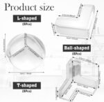 24 Pack Baby Safety Corner Protectors for Kids, Baby Proofing Edge Guards Child Safety Corner Guards Table Corner Protectors for Furniture Against Sharp Corners (8L-Shaped+8Ball-Shaped+8T-Shaped) - Image 3