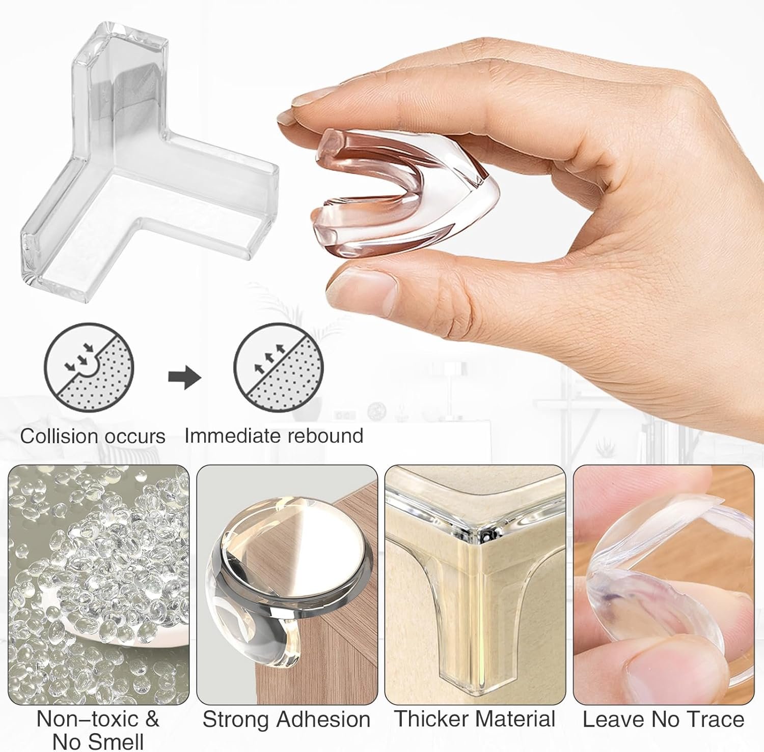 24 Pack Baby Safety Corner Protectors for Kids, Baby Proofing Edge Guards Child Safety Corner Guards Table Corner Protectors for Furniture Against Sharp Corners (8L-Shaped+8Ball-Shaped+8T-Shaped) - Image 4